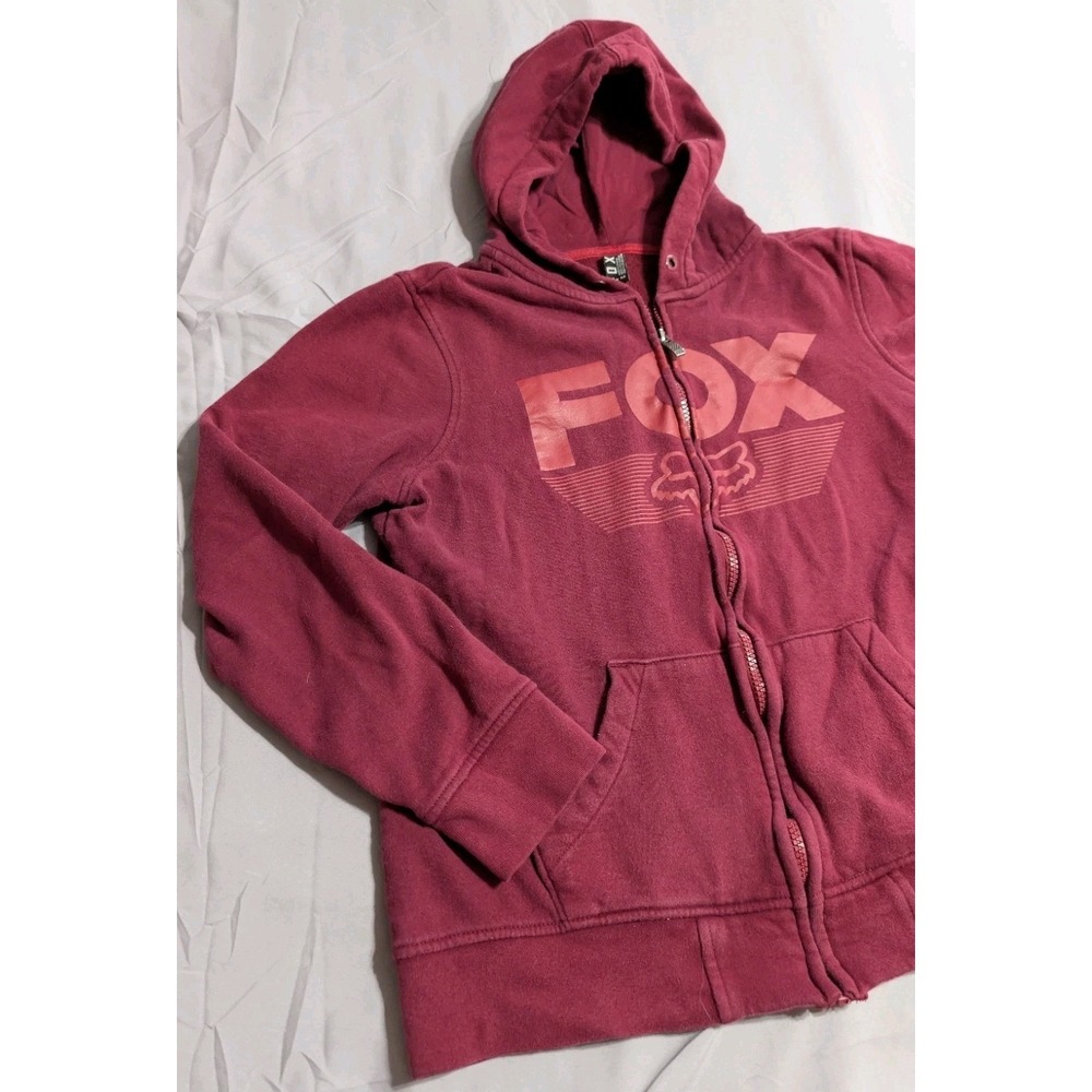 FOX Racing Hoodie Womens Medium Full Zip Logo Red Motocross Sweatshirt - Picture 6 of 6